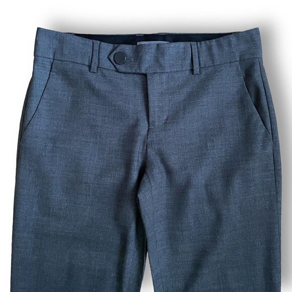 Vince Womens Slim Leg Pant Sz 2 Gray Wool Leather Trim Zip Ankle Minimalist - Picture 3 of 8